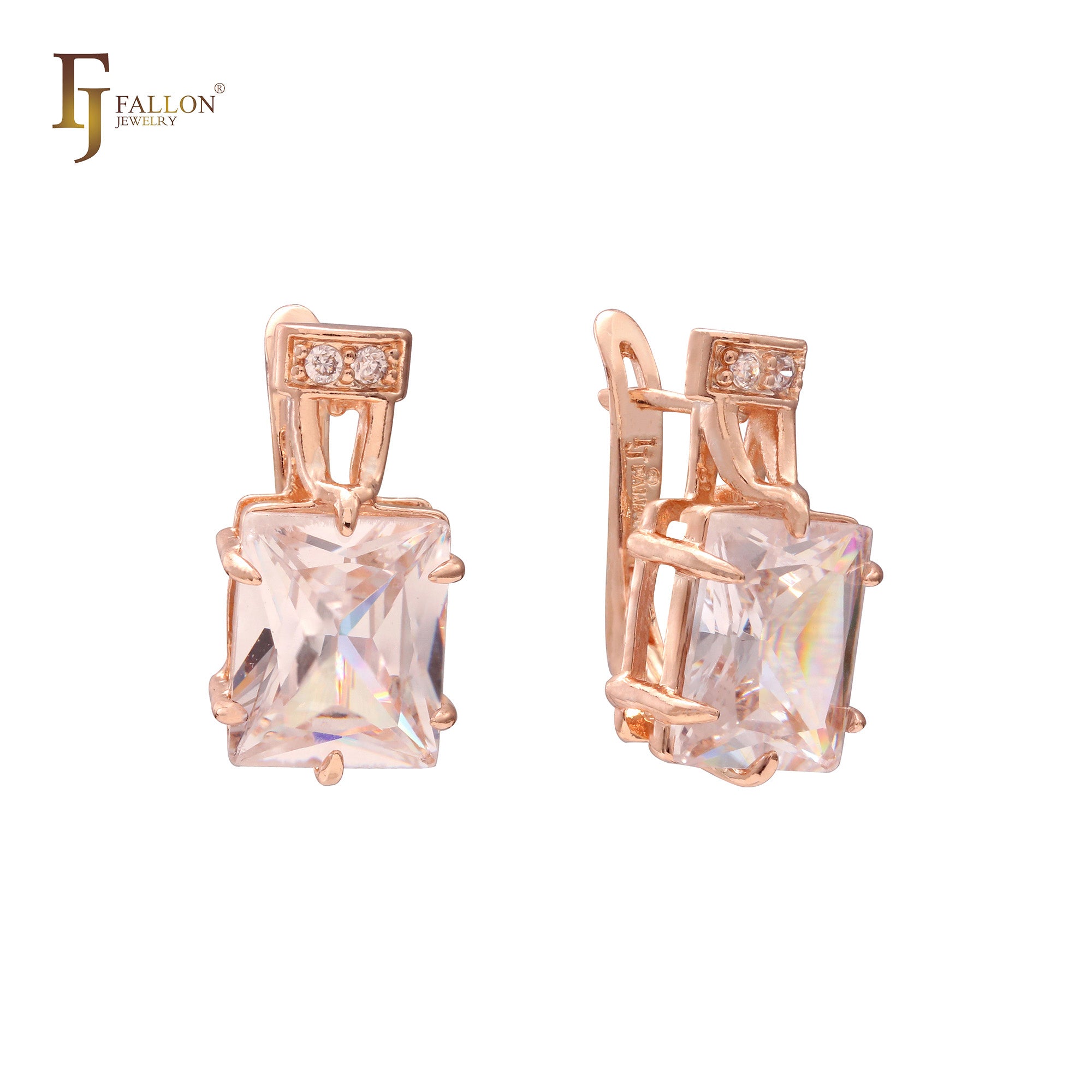 Pendientes grandes con circonitas coloridas y corte princesa