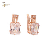 Pendientes grandes con circonitas coloridas y corte princesa