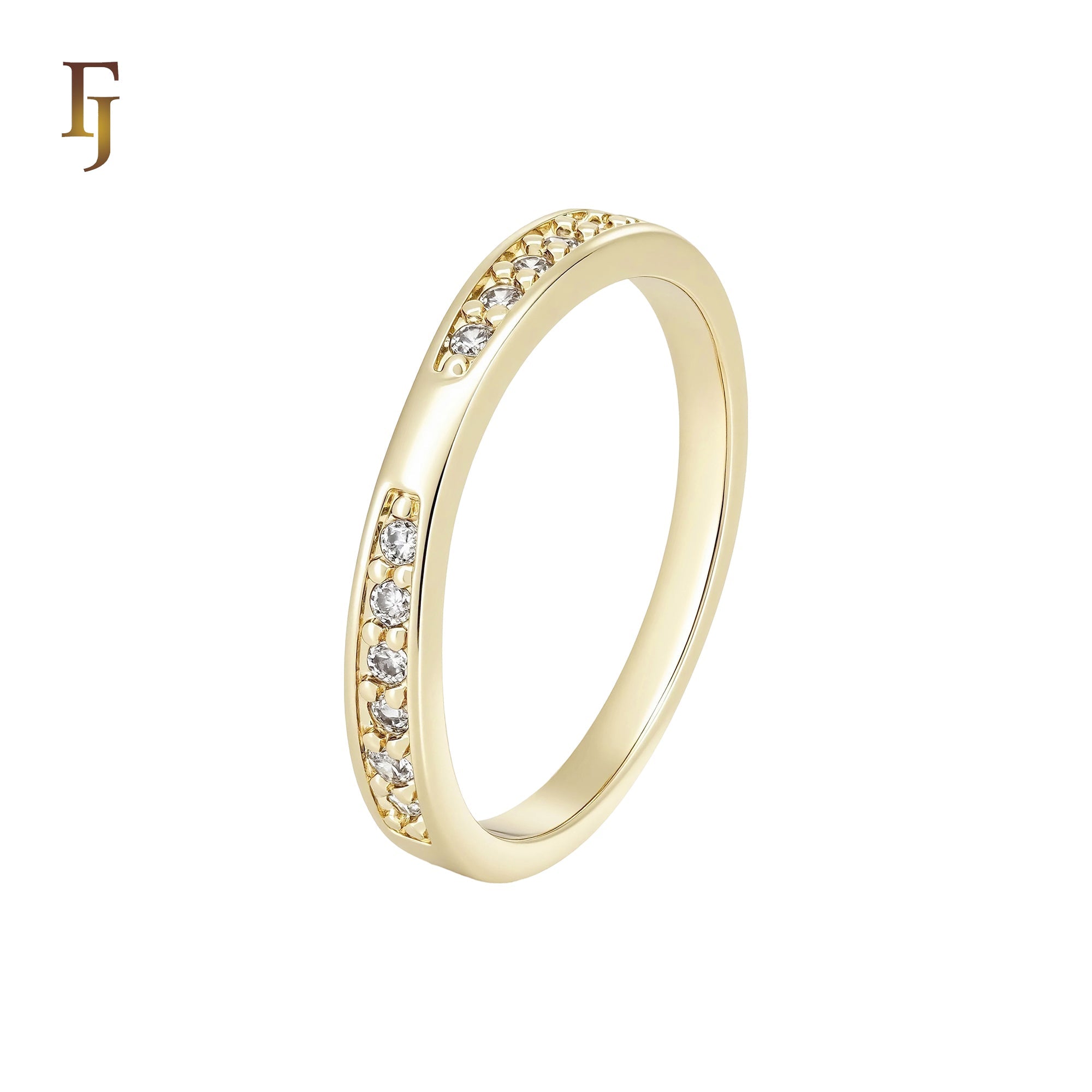 Cluster White CZs 14K Gold Wedding Set Rings