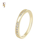 Cluster White CZs 14K Gold Wedding Set Rings