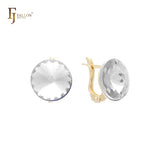 Solitaire big round CZ 14K Gold, Rose Gold earrings