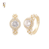 Halo white CZs cluster Marquise 14K Gold, Rose Gold Wedding Set Rings Engagement and Band