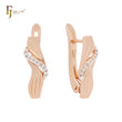 Minimalism of single slash of white CZs Rose Gold two tone Clip-On Earrings