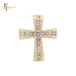 Latin Style Cluster White Baguette CZs 14K Gold Cross Pendant