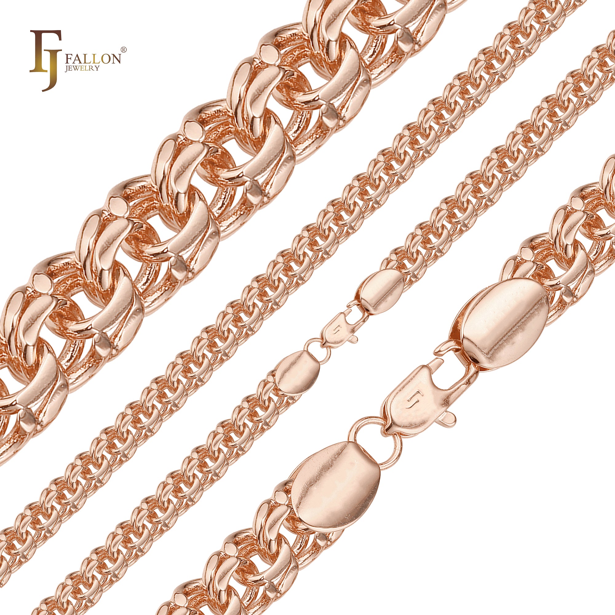 Correntes de elos de rolo duplo com mola Rose Gold Bismarck