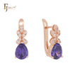 Solitaire teardrop solitaire pineapple design Rose Gold Russian Lock earrings