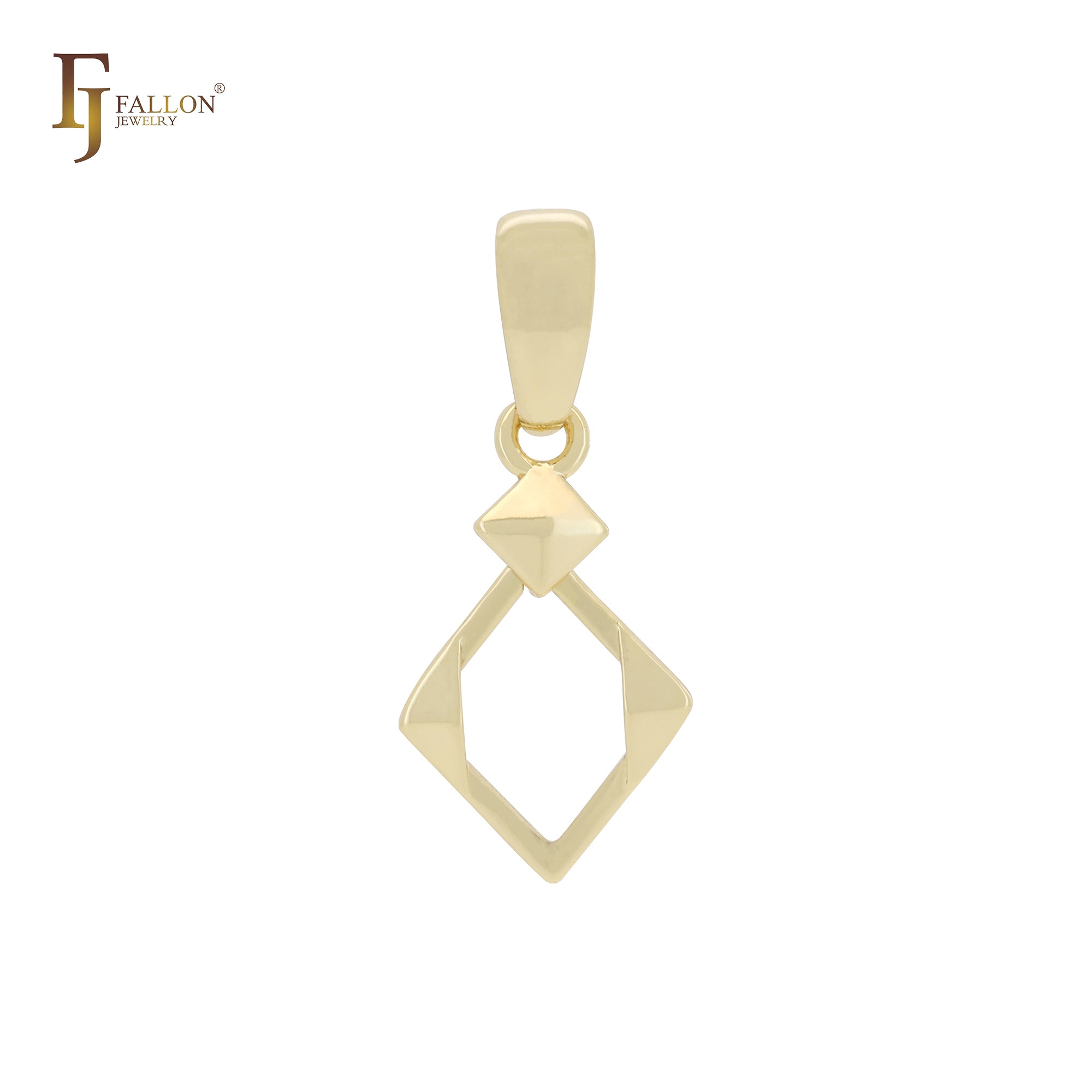 Pingente Losango em Ouro 14K, Ouro Rosa e Ouro Branco