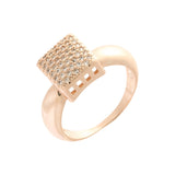 Cubo quadrado pavimentado branco cz cluster Ouro 14K, anéis de ouro rosa