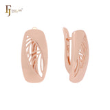 Oval wide Marquise Filigree Rose Gold Russian Lock Earrings
