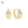 Pendulum white CZs 14K Gold Huggies Huggie Earrings