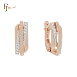 Geometric designed 14K Gold, Rose Gold Russian Lock earrings