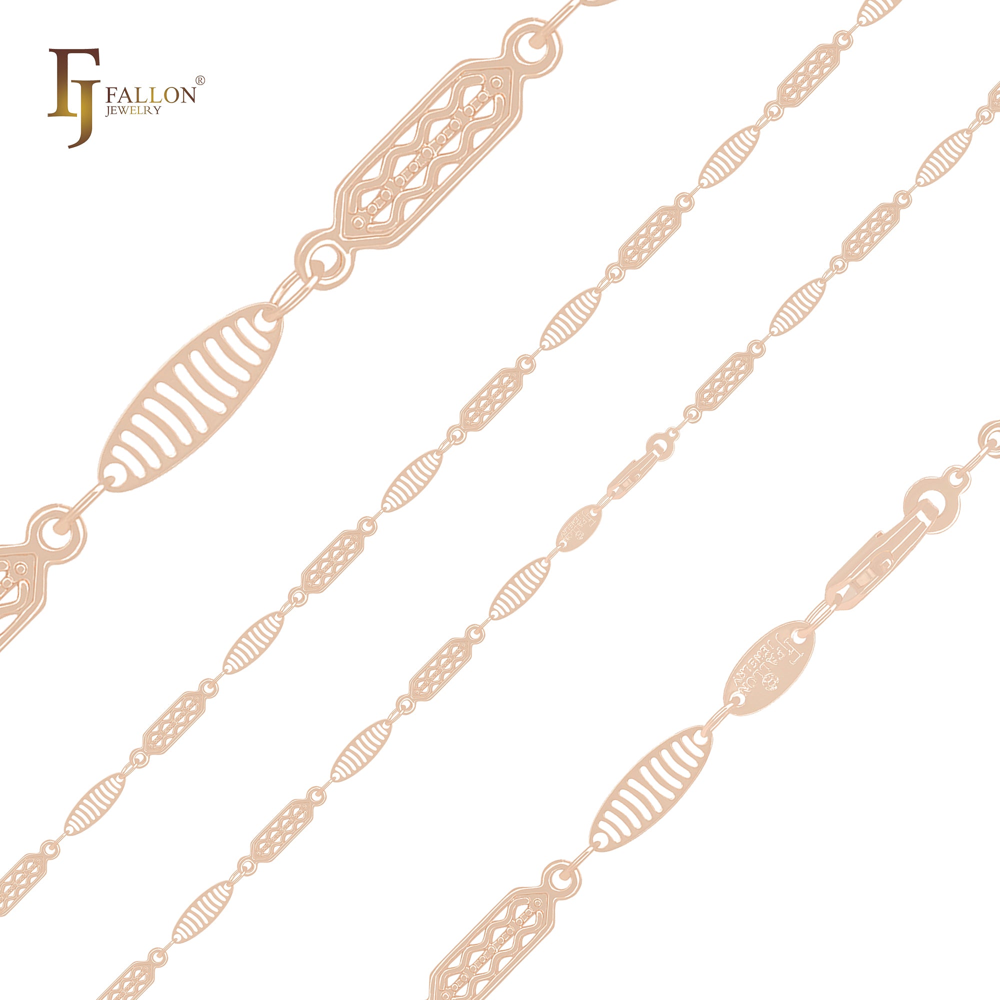 Oval alternate filigree Rose Gold Fancy Link Chain