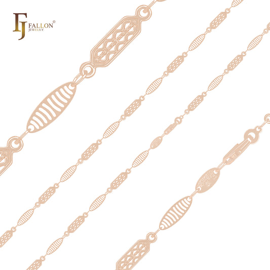Oval alternate filigree Rose Gold Fancy Link Chain