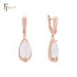 Pear shape Solitaire Colorful drop Stone Rose Gold Russian Lock Earrings