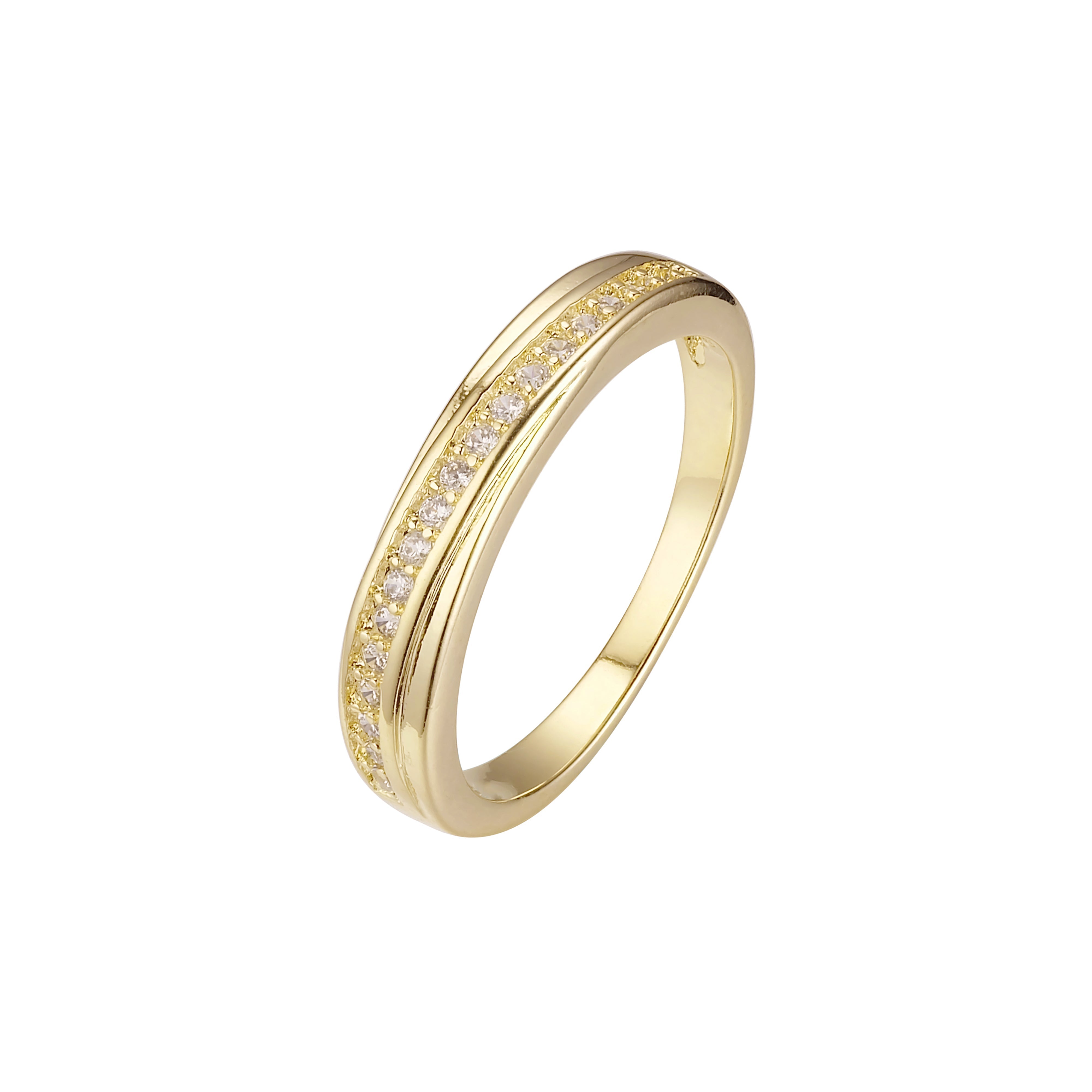 Bandband-Solit?r-Stapelringe mit Pav¨¦-Beschichtung, plattiert mit 14-kar?tigem Gold