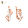 Elegant twisted bonded ribbon Rose Gold two tone Russian Lock Earrings