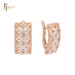 Thousand star leafing engraved leaves mesh Rose Gold two tone Russian Lock Earrings