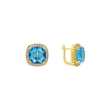 Halo Solitaire 大宝石耳环，14K 金、18K 金、玫瑰金镀层