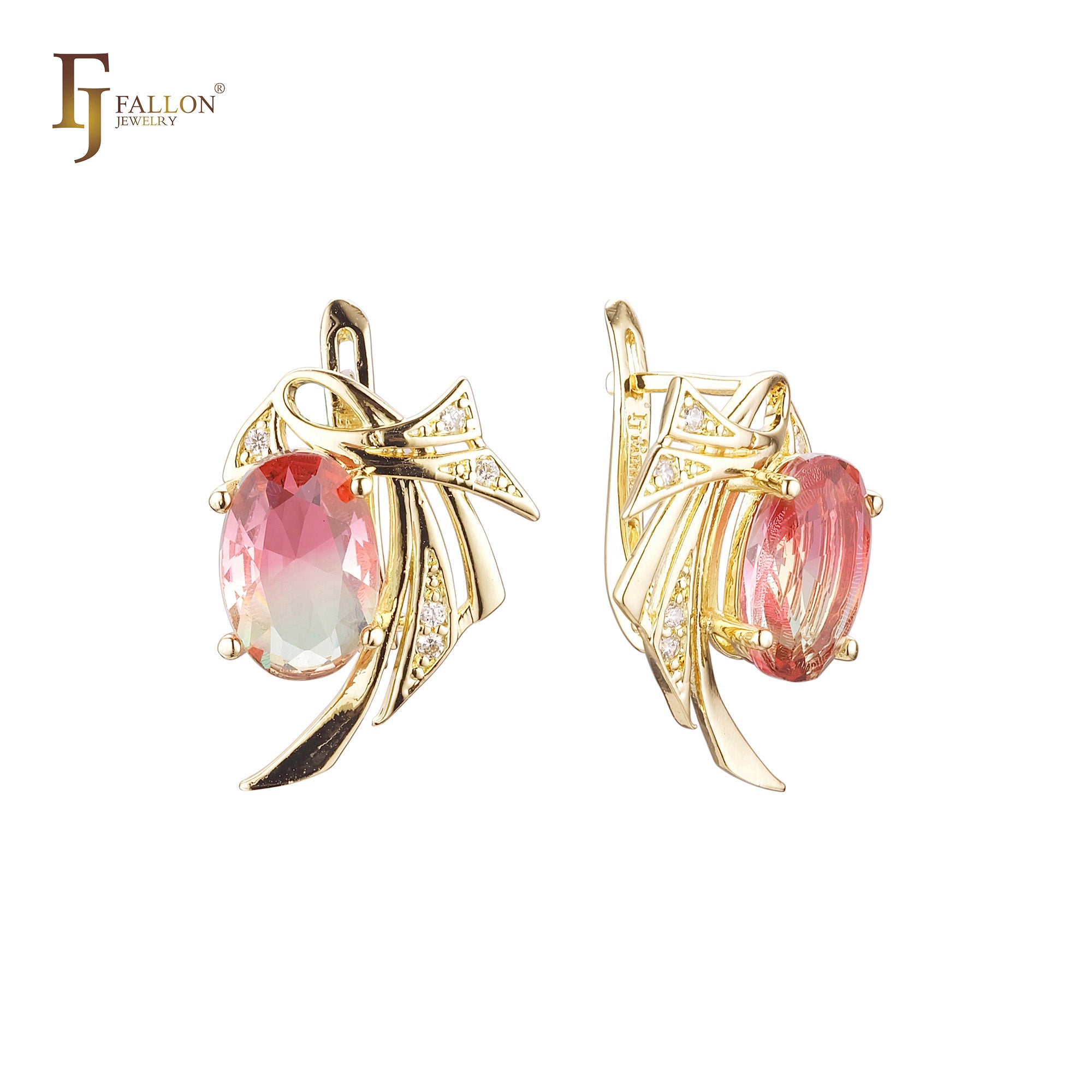 .Wings solitaire earrings in 14K Gold, Rose Gold plating colors