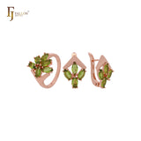 Blühendes olivgrünes Cluster CZs Roségold-Schmuckset mit Ringen