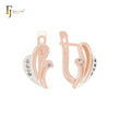 Triple Drop of white CZs Rose Gold two tone Clip-On Earrings