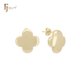 Rounded tip little Clover 14K Gold Stud Earrings