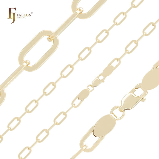 Oval link Paperclip 14K Gold, White Gold Chain