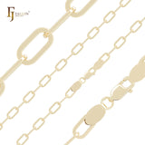 Oval link Paperclip 14K Gold, White Gold Chain