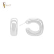 Irregular glossy geometric C Hoop 14K Gold, Rose Gold, White Gold Stud Earrings