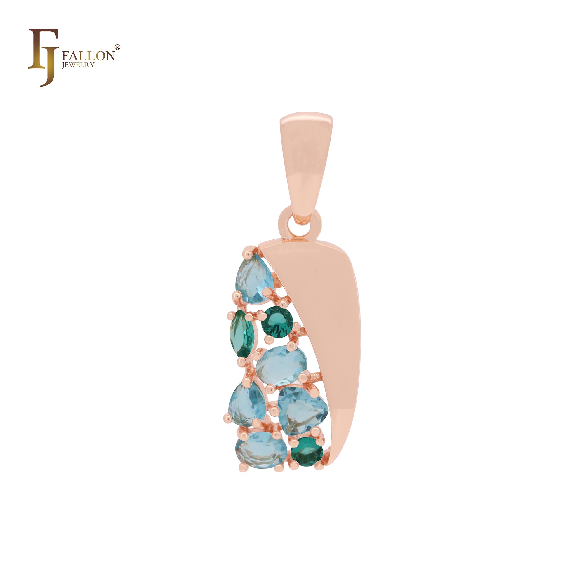 Cluster gemischter blauer Zirkonia-Anhänger aus Roségold