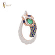 Snake colorful cluster CZs Rose Gold two tone Animal Pendant