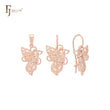 Flower of Butterfly Clover shaped Rose Gold Jewelry Set with Pendant