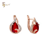 Solitaire teardrop earrings in Rose Gold, two tone plating colors