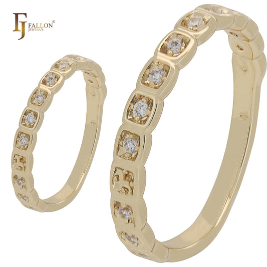 Honey cone paving stones 14K Gold, Rose Gold Wedding band rings