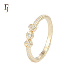 Double heart of white CZs 14K Gold Wedding Band Rings