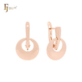 Dangling disc drop design Rose Gold Russian Lock Earrings
