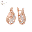 Luxurious filigree of white CZs Rose Gold two tone Clip-On Earrings