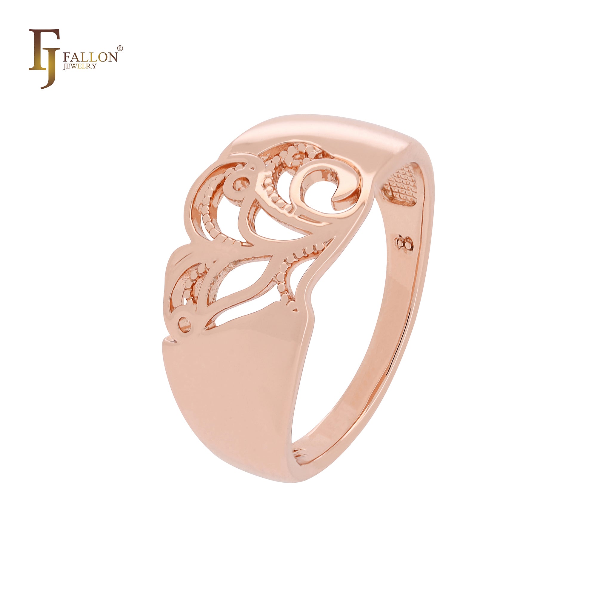 Anéis de moda em ouro rosa com filigrana