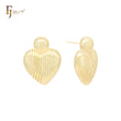 Brincos de pino com ondulações e pontilhados em forma de coração, ouro 14K, ouro rosa e ouro branco
