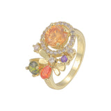 Luxuosa fita colorida CZ ouro 14K, ouro 18K, ouro rosa Fashion Rings
