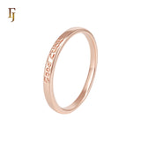 Plain Good Luck 2mm thin Rose Gold Glossy Wedding Band Rings