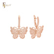 Luxurious filigree meshy butterfly butterflies Rose Gold Russian Lock Earrings