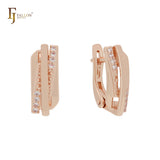 Geometric designed 14K Gold, Rose Gold Russian Lock earrings