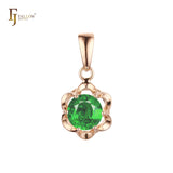 Solitaire Rounded CZ 14K Gold, Rose Gold pendant