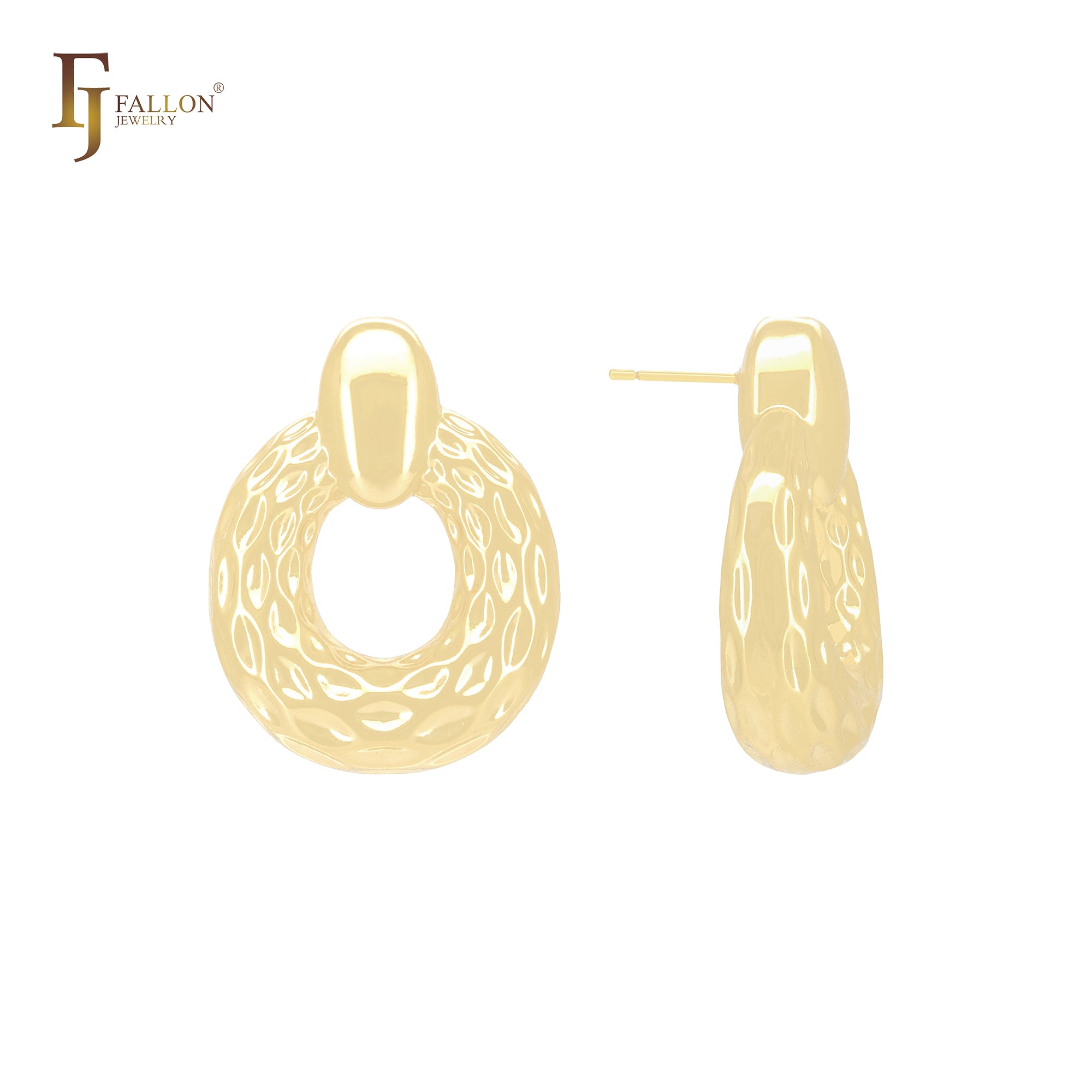 Brincos de pino com fecho circular texturizado marquise em ouro 14K, ouro rosa e ouro branco