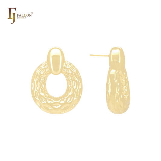 Ohrstecker aus 14 Karat Gold, Roségold und Weißgold mit Marquise-Struktur und kreisförmigem Schloss