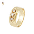 🔥 Triple white CZs wide 14K Gold Men's Rings