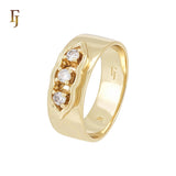 🔥 Triple white CZs wide 14K Gold Men's Rings
