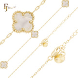 Pure white or black lucky Clover shape Rose Gold paperclip link braclets or chain