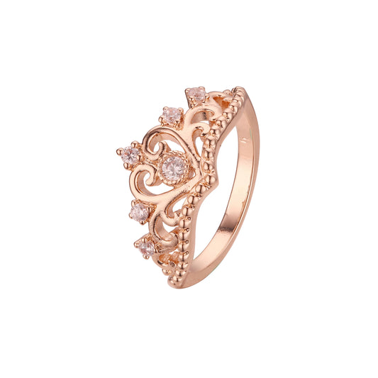 Crown rings in 18K Gold, White Gold, 14K Gold, Rose Gold plating colors